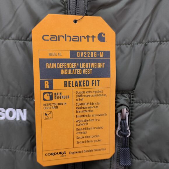 Carhartt Vest Men XL Green Rain Defender Lightweight Insulated Puffer OV2286 NEW - Picture 12 of 15